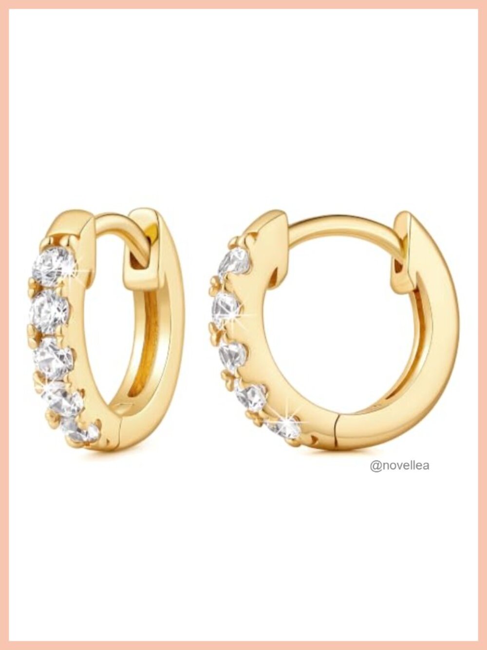14K Gold Plated Hoop Earrings with Cubic Zirconia for Women